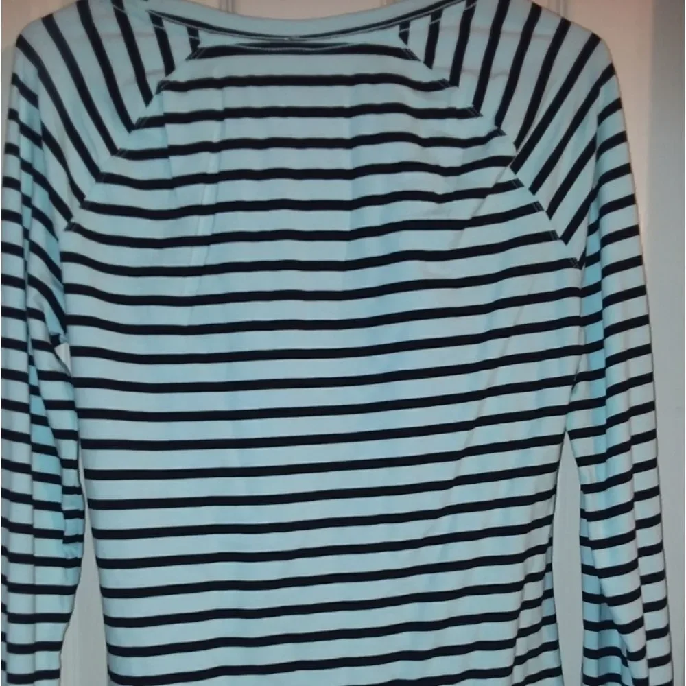 PINK Victoria's‎ Secret Women's Black Green Stripe Long Sleeve Shirt Medium NWT